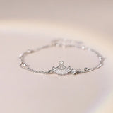 TrustDavis 925 Silver CZ Chain Bracelet For Teen Girls