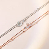 TrustDavis 925 Silver CZ Chain Bracelet For Teen Girls