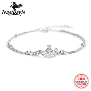 TrustDavis 925 Silver CZ Chain Bracelet For Teen Girls