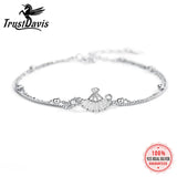 TrustDavis 925 Silver CZ Chain Bracelet For Teen Girls