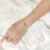 925 Silver Green Leaf Chain Bracelet Gift For Daughter Teen Girls