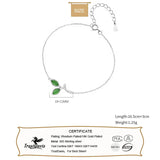 925 Silver Green Leaf Chain Bracelet Gift For Daughter Teen Girls