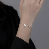 TrustDavis 925 Sterling Silver Peach Blossom Chain Bracelet for Girls