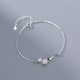 TrustDavis 925 Sterling Silver Peach Blossom Chain Bracelet for Girls