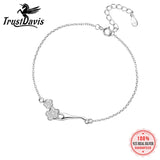 TrustDavis 925 Sterling Silver Peach Blossom Chain Bracelet for Girls