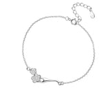 TrustDavis 925 Sterling Silver Peach Blossom Chain Bracelet for Girls