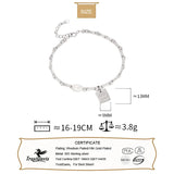 TrustDavis 925 Silver Pearl Square Bamboo Bracelet Women's Charm Jewelry LB401