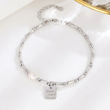 TrustDavis 925 Silver Pearl Square Bamboo Bracelet Women's Charm Jewelry LB401