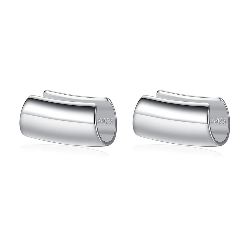 Davis 925 Sterling Silver Smooth Surface Ear Cuff Clip Earrings