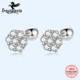 925 Sterling Silver Snowflake CZ Stud Earrings Minimalist Jewelry