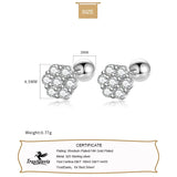 925 Sterling Silver Snowflake CZ Stud Earrings Minimalist Jewelry