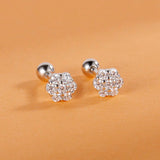 925 Sterling Silver Snowflake CZ Stud Earrings Minimalist Jewelry