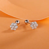 925 Sterling Silver Snowflake CZ Stud Earrings Minimalist Jewelry
