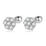 925 Sterling Silver Snowflake CZ Stud Earrings Minimalist Jewelry
