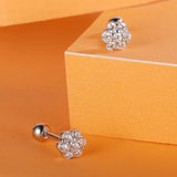 925 Sterling Silver Snowflake CZ Stud Earrings Minimalist Jewelry