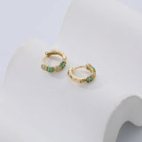 TrustDavis 925 Silver Zircon Hoop Earring Colorful Sparkle LB528