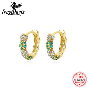 TrustDavis 925 Silver Zircon Hoop Earring Colorful Sparkle LB528