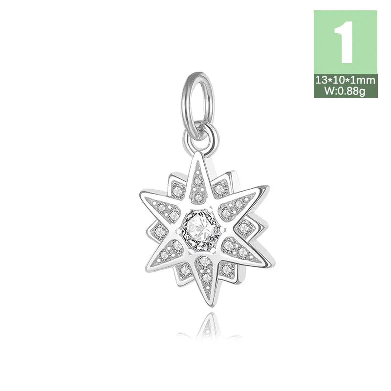 Davis Real 925 Sterling Silver Sparkling Star Necklace Pendant for Women