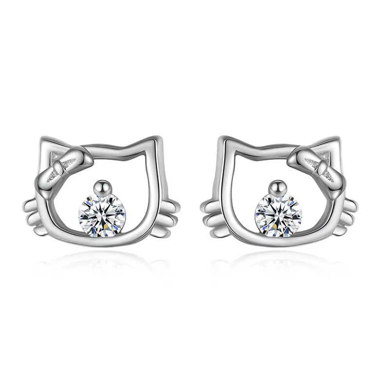 Davis Square CZ Stud Earrings 925 Silver Party Jewelry F01