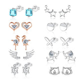 Davis Square CZ Stud Earrings 925 Silver Party Jewelry F01