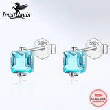 Davis Square CZ Stud Earrings 925 Silver Party Jewelry F01