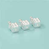 TrustDavis 925 Sterling Silver Square Dice Pendant DIY Necklace Bracelet