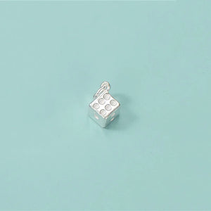 TrustDavis 925 Sterling Silver Square Dice Pendant DIY Necklace Bracelet