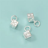 TrustDavis 925 Sterling Silver Square Dice Pendant DIY Necklace Bracelet