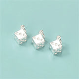 TrustDavis 925 Sterling Silver Square Dice Pendant DIY Necklace Bracelet
