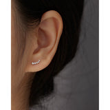 925 Sterling Silver CZ Stud Earrings For Women Party