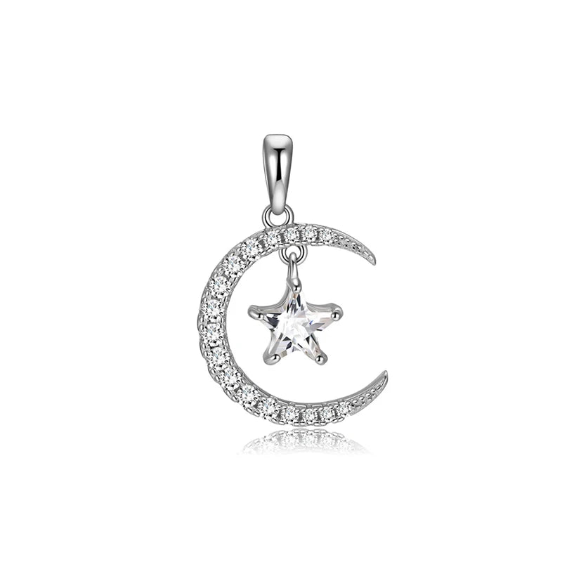925 Silver Star Moon Pendant DIY Accessories for Kids Jewelry