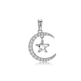 925 Silver Star Moon Pendant DIY Accessories for Kids Jewelry