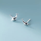 TrustDavis 925 Silver Dolphin Stud Earrings for Daughter Girls Women
