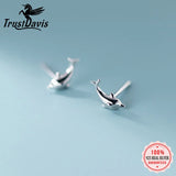 TrustDavis 925 Silver Dolphin Stud Earrings for Daughter Girls Women