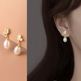 925 Silver Butterfly Pearl Dangle Earrings Wedding Fine Jewelry