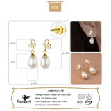 925 Silver Butterfly Pearl Dangle Earrings Wedding Fine Jewelry