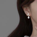 925 Silver Butterfly Pearl Dangle Earrings Wedding Fine Jewelry