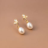 925 Silver Butterfly Pearl Dangle Earrings Wedding Fine Jewelry