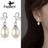 925 Silver Butterfly Pearl Dangle Earrings Wedding Fine Jewelry