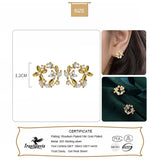 TrustDavis 925 Sterling Silver Stud Earrings Women Flower Dazzling CZ DS1468
