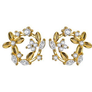 TrustDavis 925 Sterling Silver Stud Earrings Women Flower Dazzling CZ DS1468