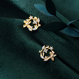 TrustDavis 925 Sterling Silver Stud Earrings Women Flower Dazzling CZ DS1468