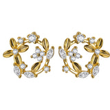 TrustDavis 925 Sterling Silver Stud Earrings Women Flower Dazzling CZ DS1468