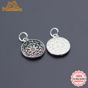 TrustDavis 925 Silver Sweet Round Charm Necklace HY953