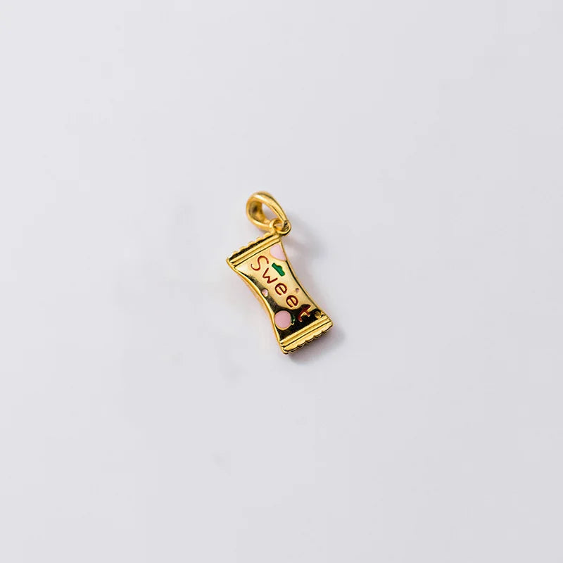 TrustDavis 925 Silver Sweet 18K Candy Pendant DIY Necklace Bracelet Jewelry