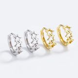 TrustDavis 925 Silver Sweet 18K Star Hoop Earrings For Women DG0118