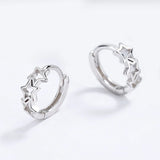 TrustDavis 925 Silver Sweet 18K Star Hoop Earrings For Women DG0118