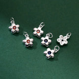 TrustDavis 925 Sterling Silver Red CZ Flower Pendant Necklace