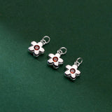 TrustDavis 925 Sterling Silver Red CZ Flower Pendant Necklace