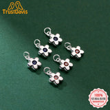 TrustDavis 925 Sterling Silver Red CZ Flower Pendant Necklace
